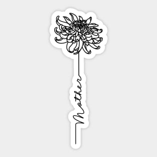 Mothers Day Chrysanthemum Flower - Mother Simple Line Art Sticker